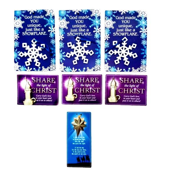 🎄✨ Christian Ornament Lot Snowflakes Candles Star 7 Pc Christian Gifts 🙏🏻🕯️ - Picture 1 of 10